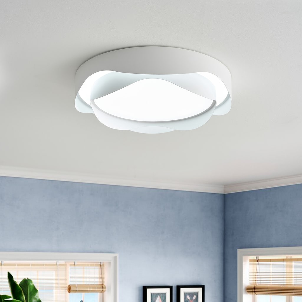 1-Light Dimmable Lotus Shape LED Flush Mount Lighting - 19.7"D×19.7"W×4.3"H