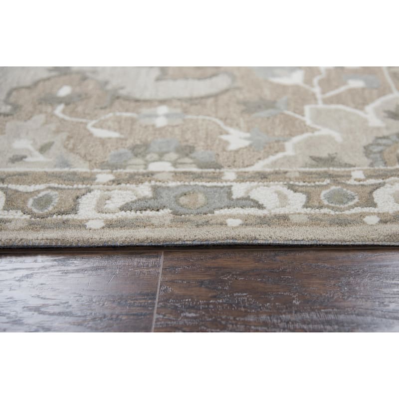 Alora Decor Cascade Floral Medallion Hand-Tufted Wool Area Rug.