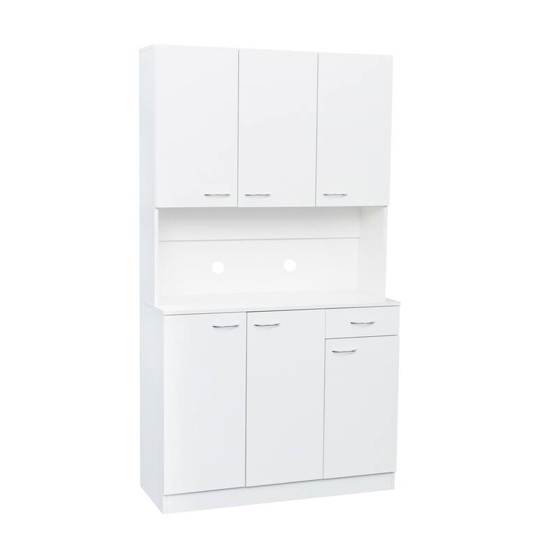 Roomfitters 70.87" Tall Kitchen Pantry Cabinet, Freestanding Buffet with 6 Doors, Drawer & Open Shelf