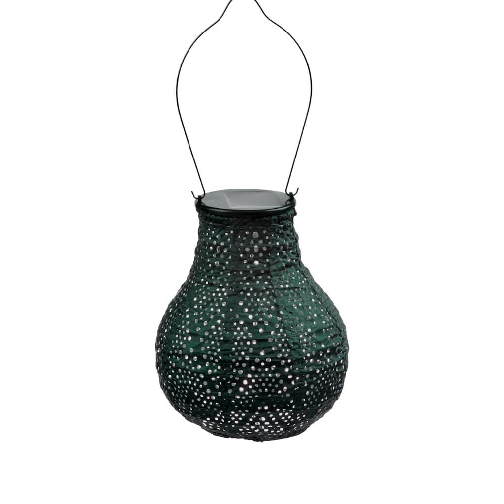 Pre-Lit Battery-Operated Bulb Ikat Lantern - 14" - Green