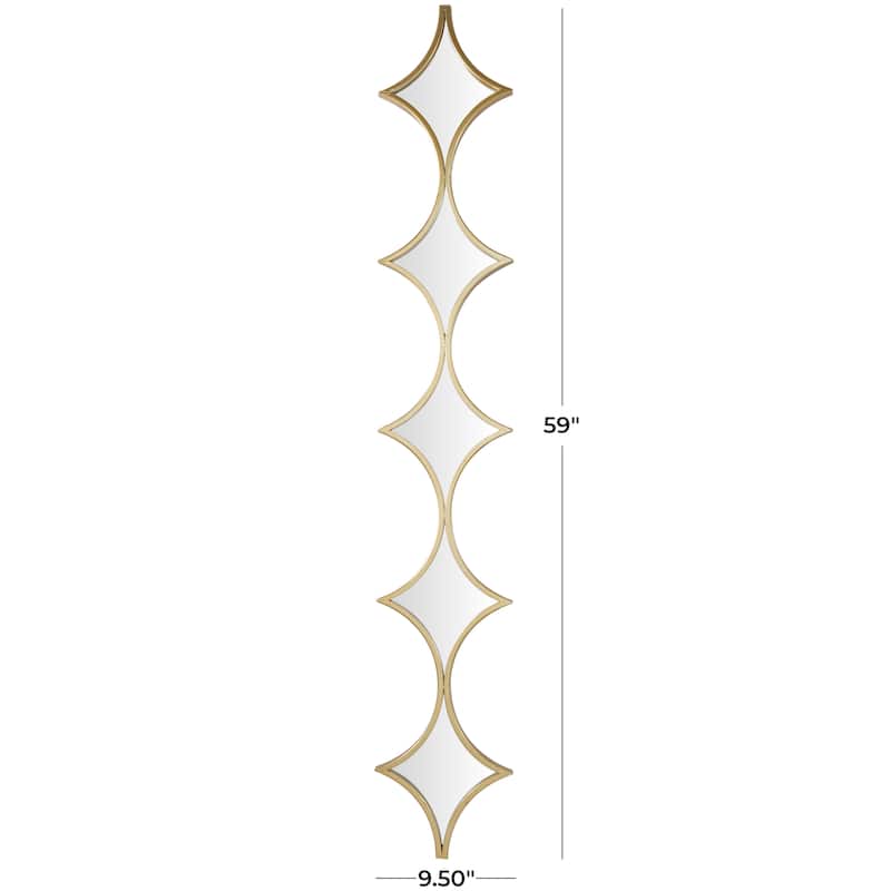 Metal Slim Stacked Chain 5 Layer Wall Mirror with Various Pattern and Foil Detailing - Silver, Gold, or Black