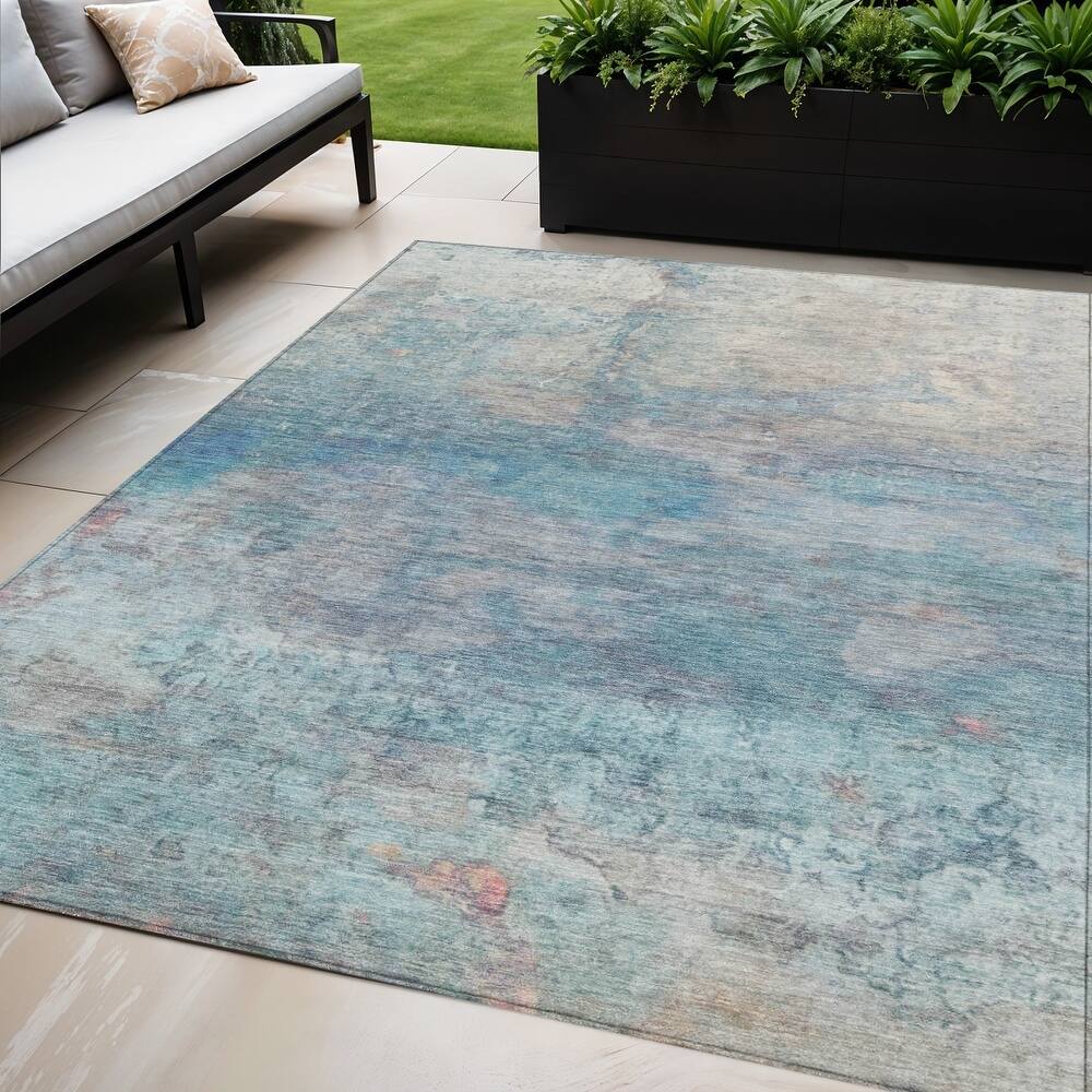 HomeRoots Abstract Transitional Rectangle Outdoor Rug