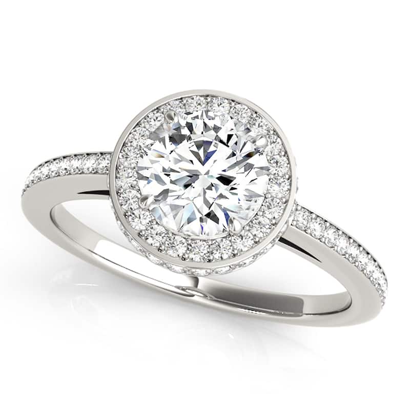 Auriya 14k White Gold Lab Grown Round Diamond Halo Engagement Ring 0.50 to 5.00 ct. tw. (F-G VS) - 0.50 ct. center - 9