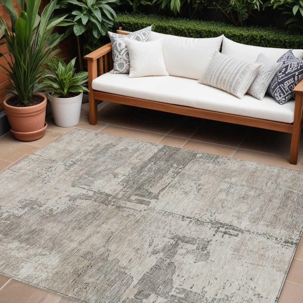HomeRoots Abstract Transitional Rectangle Outdoor Rug