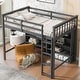 preview thumbnail 2 of 5, Grey Loft Bed with 8 Open Storage Shelves and Built-in Ladder, Full-length Guardrail