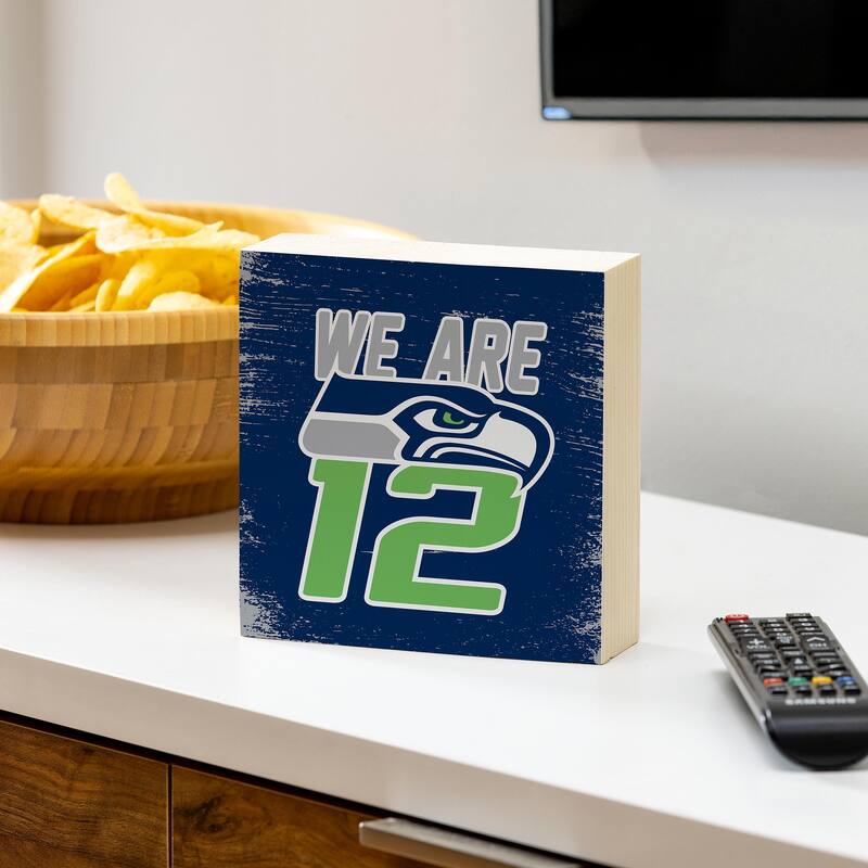 Seattle Seahawks Wooden Tabletop Mantel Shelf Sign - 6" x 6"