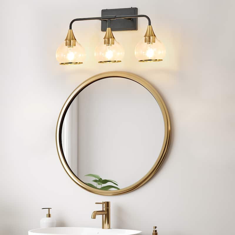 23" 3-Light Vanity Wall Sconce with Clear Glass Shades, Industrial Wall Mounted Lamp for Mirror, Vanity(Bulb Not Included)