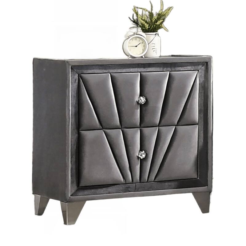 Charming Fully Upholstered Nightstand with Art Deco Appeal for Bedroom