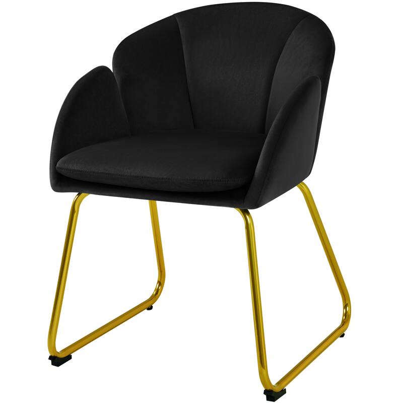 Yaheetech Flower Shape Velvet Armchair Accent Chair with Golden Metal Legs