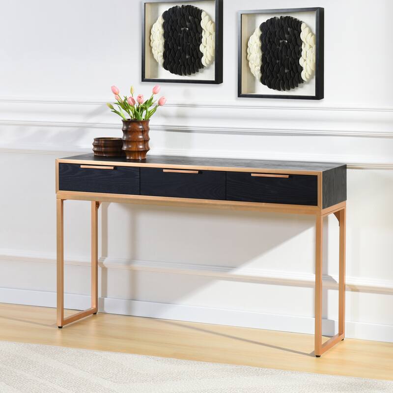 StyleCraft Aurelia 3-Drawer Console - Ebony & Gold