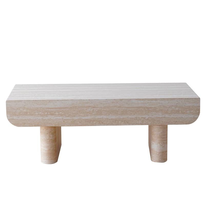 GDFStudio - Mid-Century Modern Coffee Table with Fluted Storage Drawer