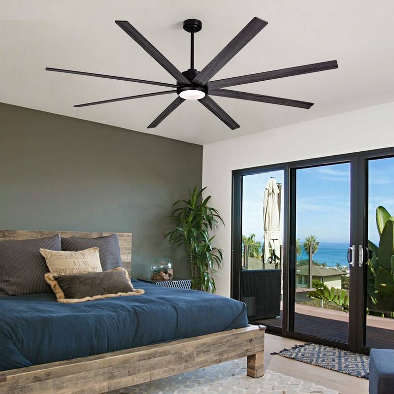 84" Ceiling Fan with Light Black Indoor/Outdoor Ceiling Fan for Living Room Large Dimmable Ceiling Fan with Remote APP Control