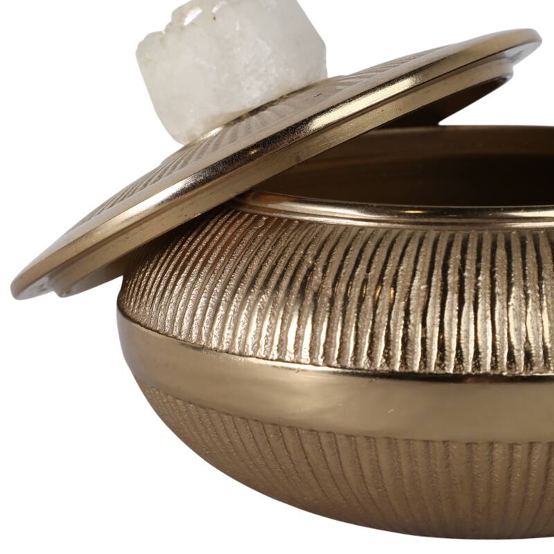 Aluminum Agate Decorative Object Stylish Lidded Textured Sculpture