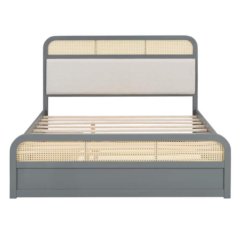 Modern Queen Size Bed with Trundle and Drawers