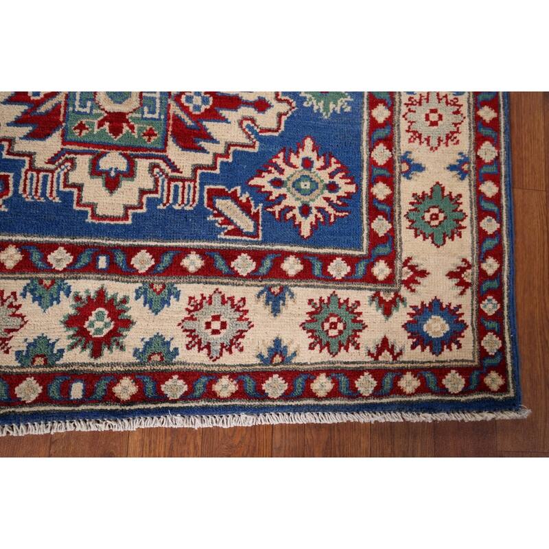 Blue Kazak Oriental Foyer Rug Handmade Wool Carpet - 3'4" x 5'1"