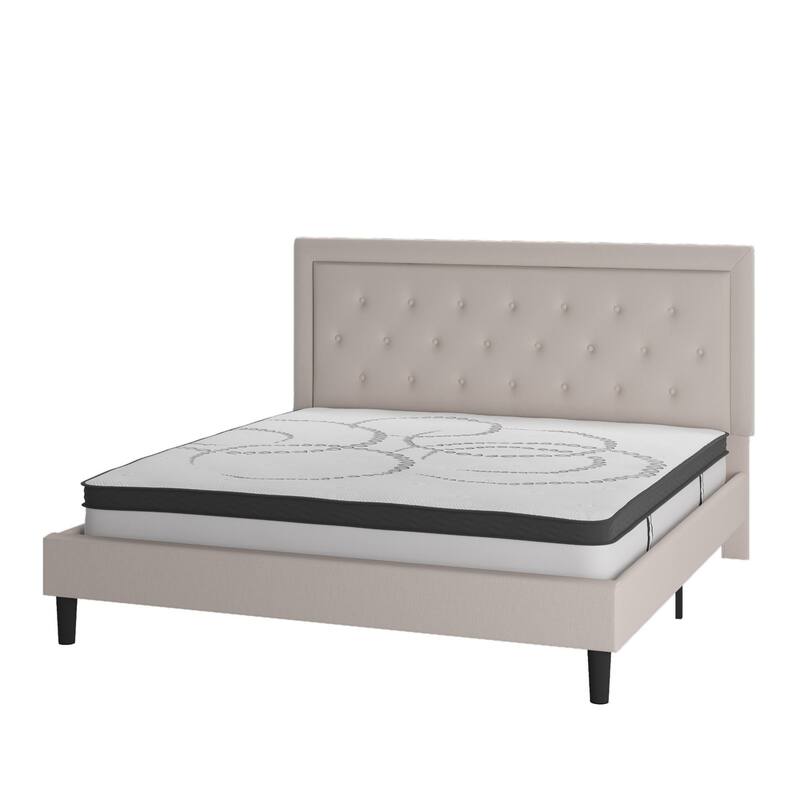 Tufted Platform Bed with 10in. Pocket Spring Mattress
