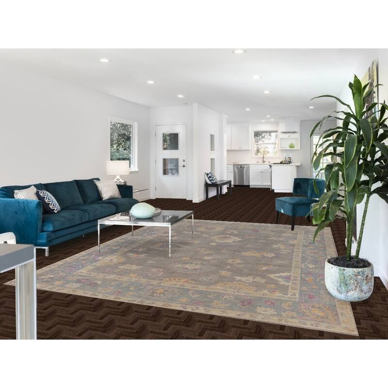 Hand Knotted Oriental 100% Wool Carpet Transitional All-Over Greys & Charcoal Oushak Area Rug - 10' 3'' X 8' 0''