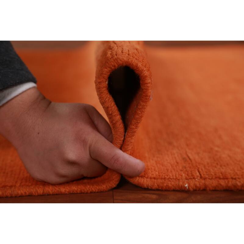 Modern Orange Gabbeh Oriental Accent Rug Hand-Knotted Wool Carpet - 2'9" x 3'11"