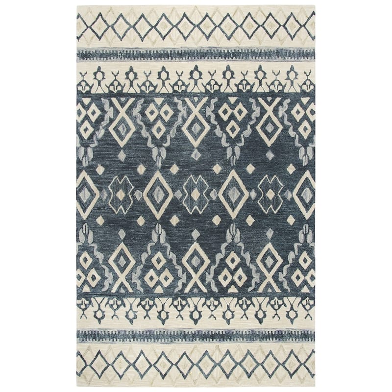 Alora Decor Lavine Hand-tufted Wool Rug - 10' x 13' - Dark Blue/Gray