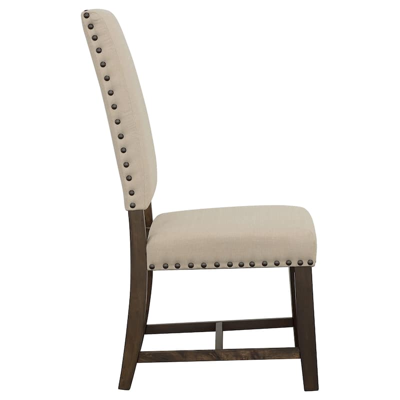 2pc Upholstered Dining Side Chair With Nailhead Accents