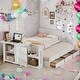 preview thumbnail 2 of 14, Multifunctional Twin Size Platform Bed with Built-in Trundle and 3 Drawers,White