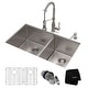 preview thumbnail 31 of 45, Kraus 3-in-1 Set Undermount Kitchen Sink, Pulldown Faucet, Dispenser Stainless Steel