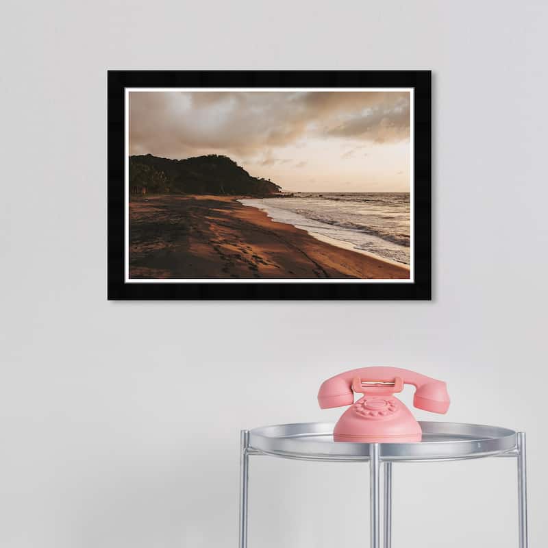 Wynwood Studio Prints Nautical and Coastal Beach at Sundown II Brown and Nautical & Coastal Wall Art Canvas Print - Black