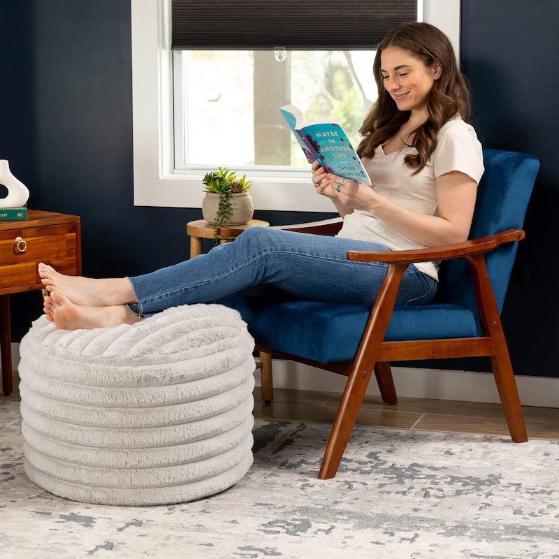 Jaxx Paran Pouf - Fluffy Faux Fur Ottoman for Modern Interior Design