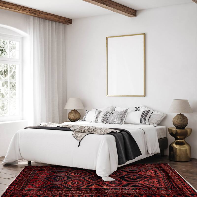 ECARPETGALLERY Hand-knotted Melis Vintage Red Wool Rug - 5'1 x 6'11