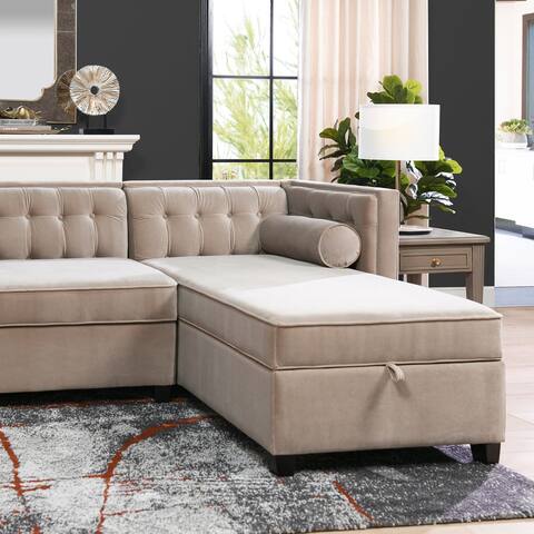 Jack Tuxedo Reversible Storage Chaise Performance Fabric Sectional by Jennifer Taylor Home