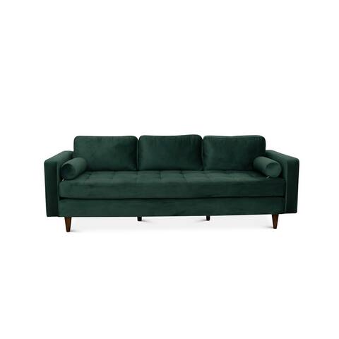 Monte Carlo Mid-Century Modern Upholstered Pillow back Velvet Sofa
