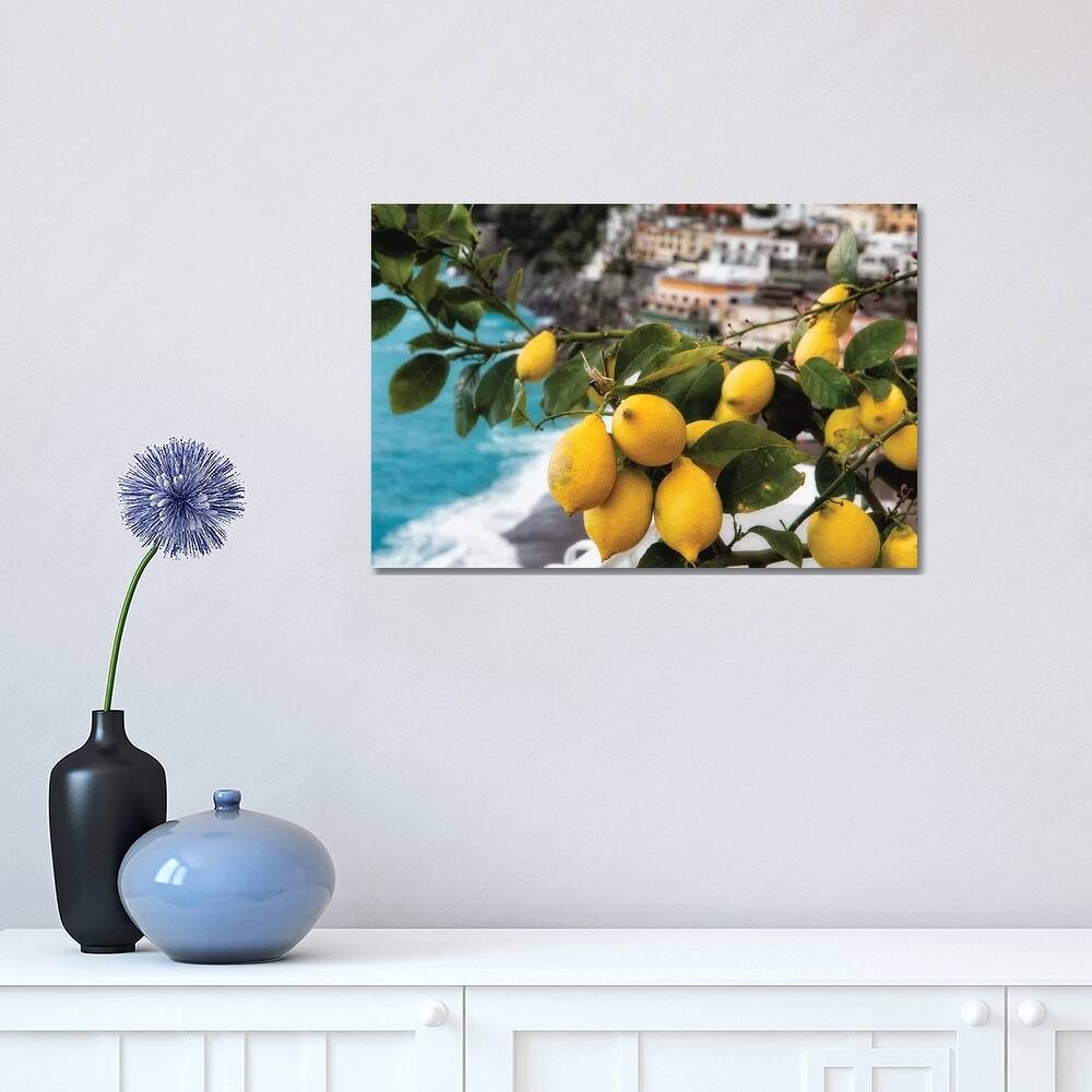 iCanvas "Close Up View of a Lemon Tree with Fruit, Positano, Amalfi Coast, Campania, Italy" by George Oze Canvas Print