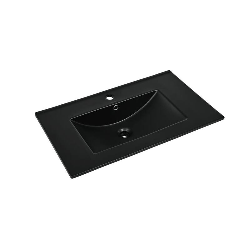 Swiss Madison SM-VT0007 30" Ceramic Vanity Top - Glossy Black - Anthracite Finish