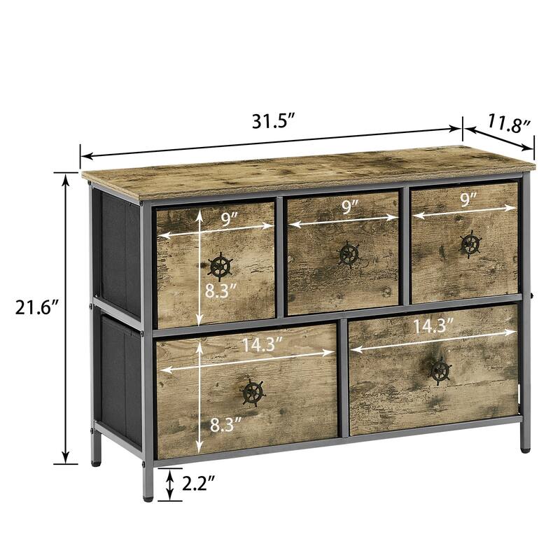 5-Drawer Storage Chest For Bedroom,Home Storage Organizer,Grey