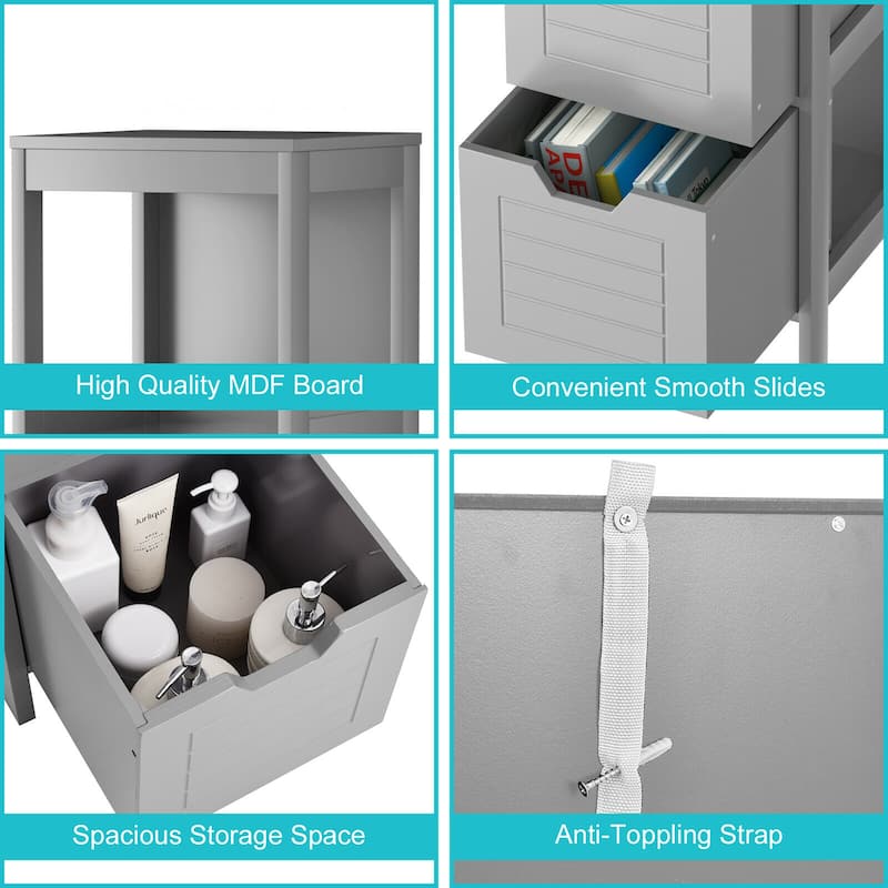 Costway Bathroom Wooden Floor Cabinet Multifunction Storage Rack Stand