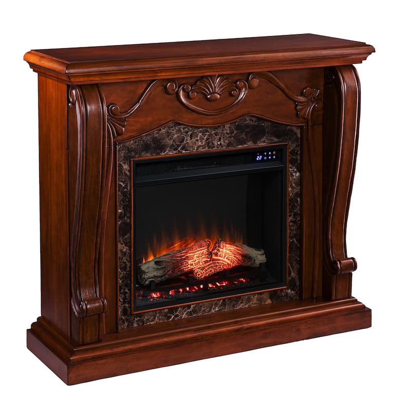 SEI Furniture Walnut Electric Fireplace - N/A
