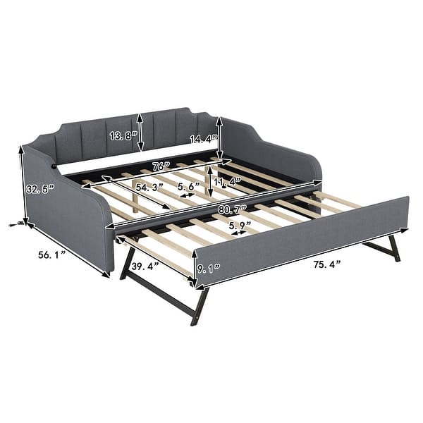 Modern Full Size Upholstery Daybed with Trundle and USB Charging Design