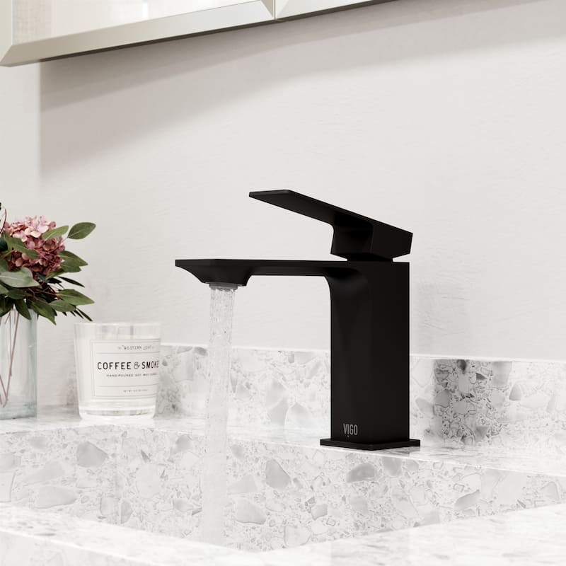 VIGO Dunn 6" H Single Handle Single Hole Bathroom Faucet - Without Extras - Matte Black