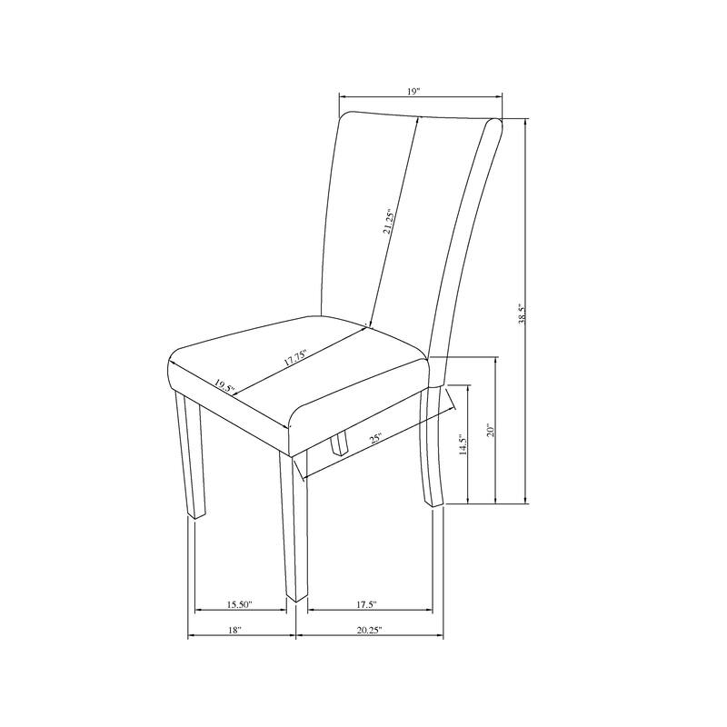 Modern Grey Rubberwood Dining Chair Set of 2 Solid Back Square Side Chairs Foam Seat Contemporary Design