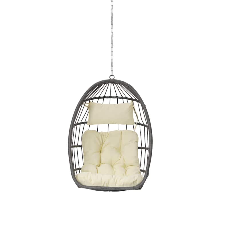 GDFStudio - Penelope Outdoor Rattan Egg Swing Chair for Relaxed and Stylish Garden Lounging