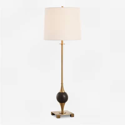 Dolomite Marble Orb Table Lamp with Drum Shade - 35" - Brass Finished and Black