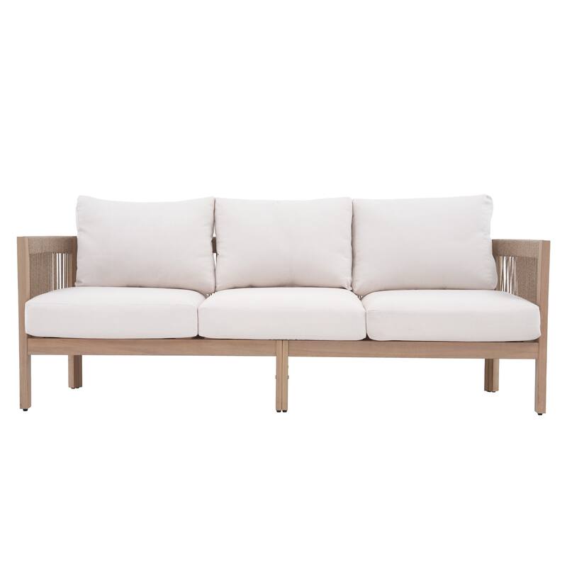 Outdoor 5-Piece Conversation Set with Fire Pit 3-Seater Sofa and Arm Chair