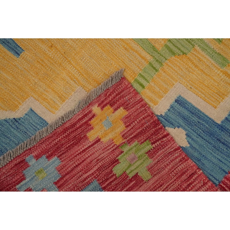 Hand Woven Southwestern Wool Multi-Colored Geometric Area Rug - 9' 9'' X 7' 10''