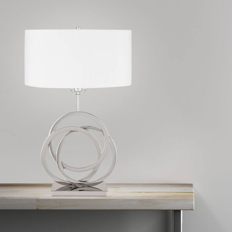 Finesse Decor Circles in Origami Chrome and Crystal 3-setting Table Lamp