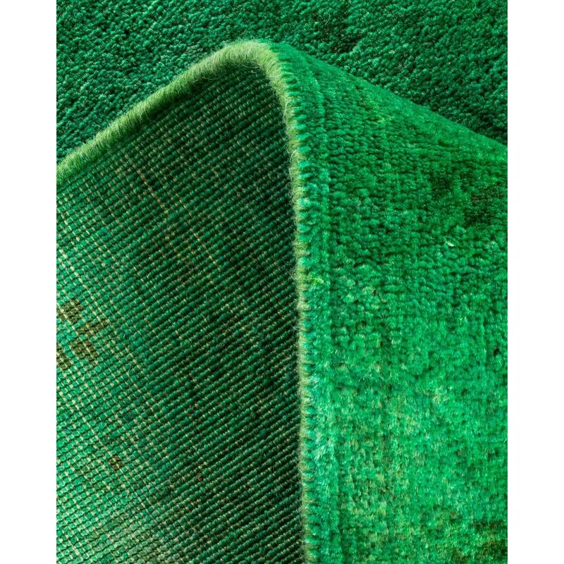 Overton Hand Knotted Wool Vintage Inspired Modern Contemporary Overdyed Green Area Rug - 2' 7" x 23' 1"