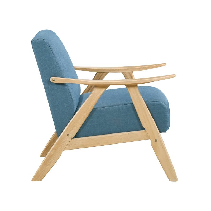 Indy Accent Club Armchair, Blue Textured, Solid Rubberwood Frame