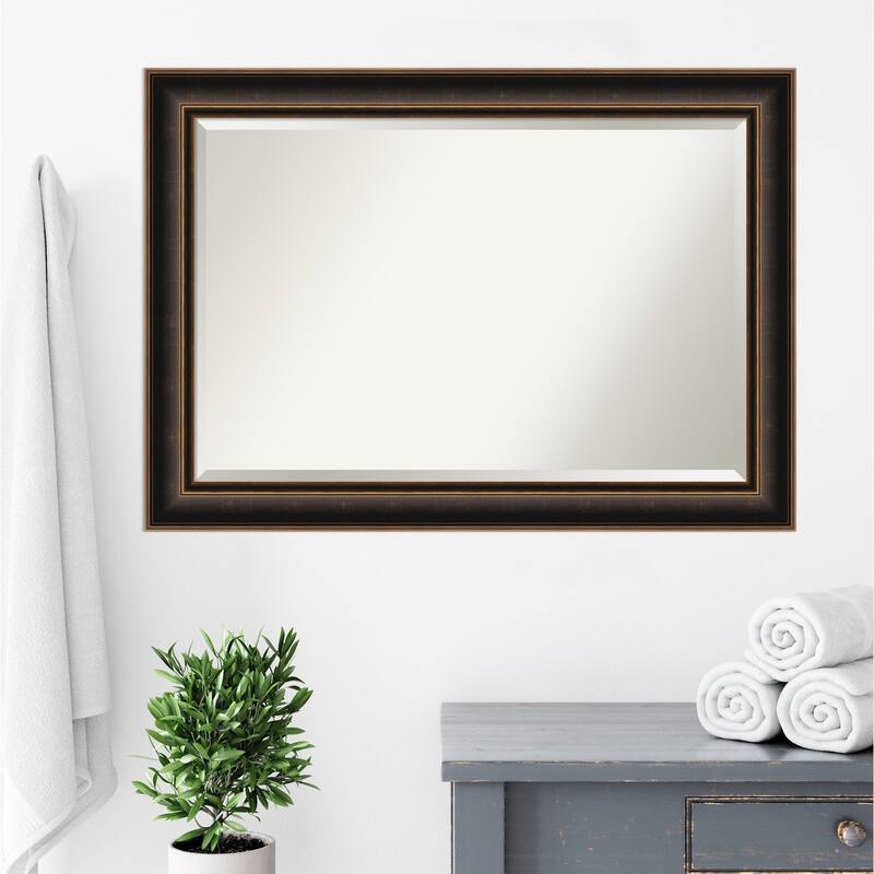 Villa Oil Rubbed Bronze Beveled Wood Framed Bathroom Vanity Wall Mirror - Villa Oil Rubbed Bronze