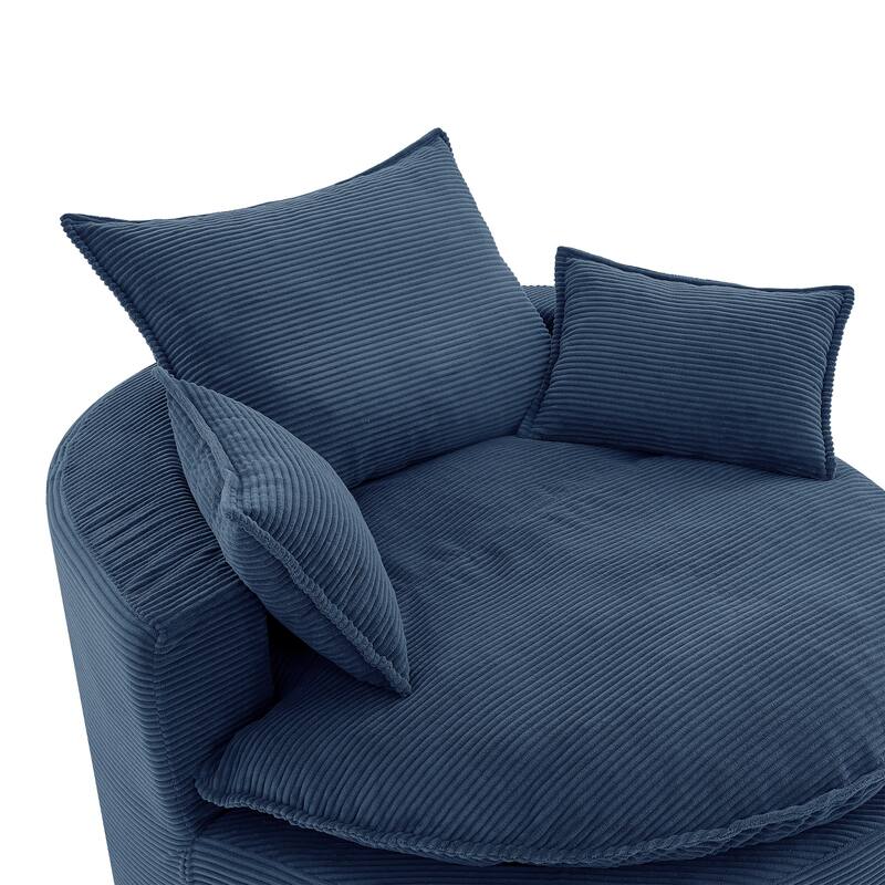 360° Swivel Accent Barrel Chair with Dual-Layer Cushions by Harper&Bright Designs