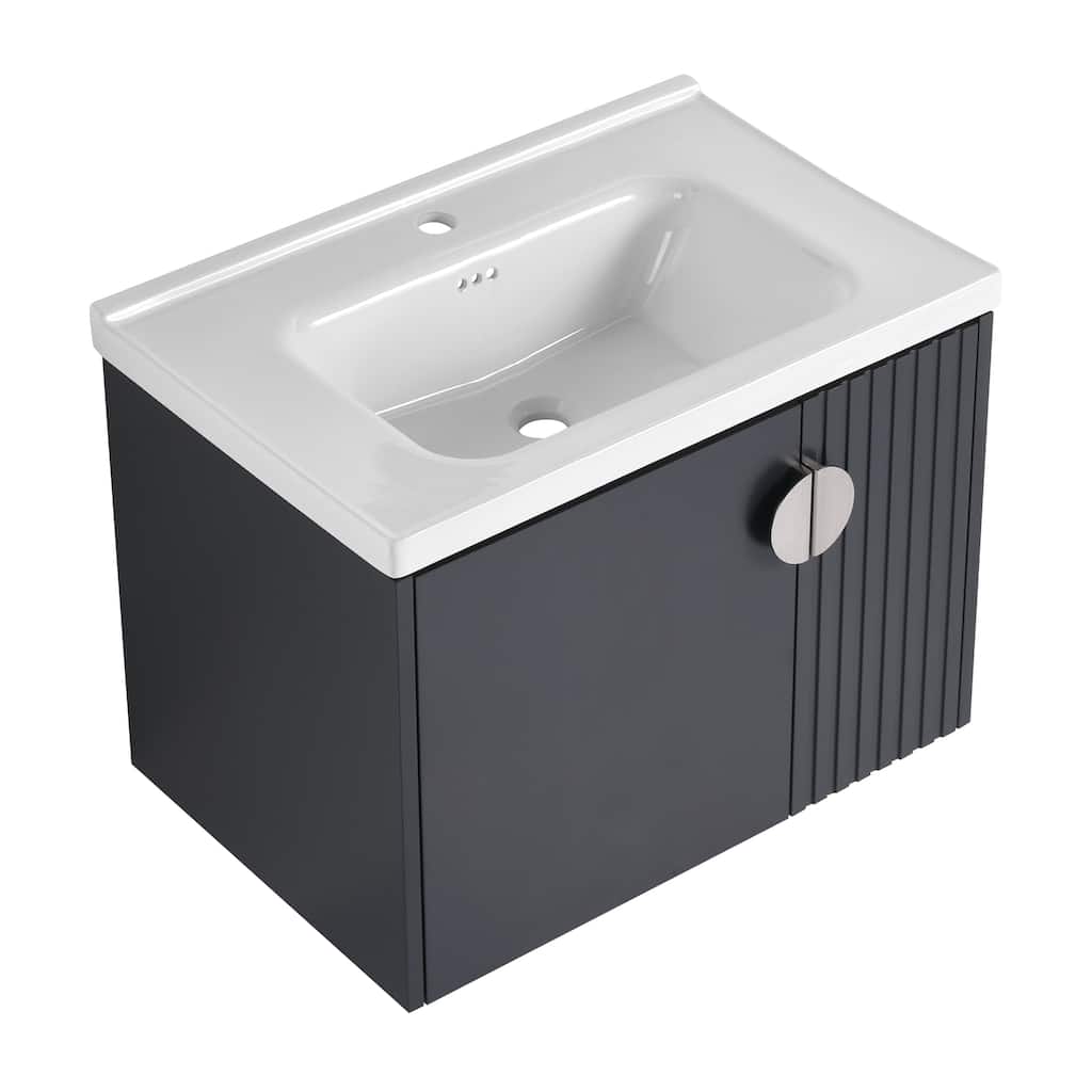 28 Inch Bathroom Vanity with Ceramic Sink, For Small Bathroom, Bathroom Vanity with Soft Close Door