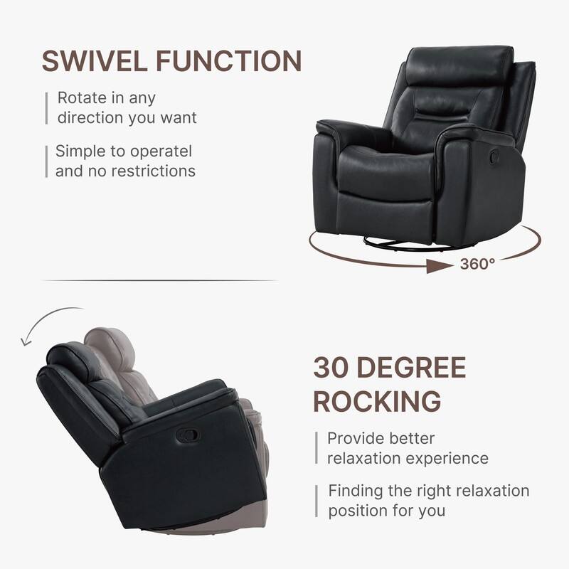 Spruce & Spring Alexis Swivel Manual Recliner Faux Leather Glider Recliner